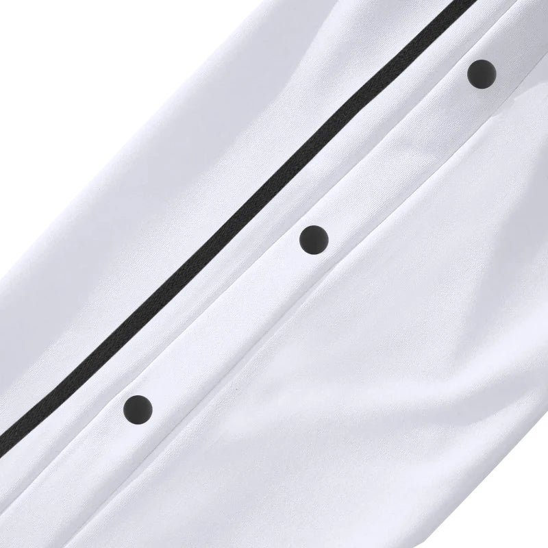 Daily Leisure Loose Solid Color Mens Pants Stylish Patchwork Side Button Design Men Straight Trousers Fall Fashion Lace-up Pants