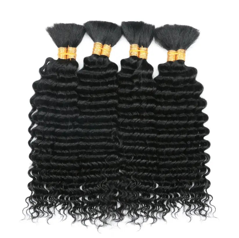 Human Braiding Hair Deep Water Wave Bulk No Weft Design 110g 1 Bulks Full Thick Bouncy Curly Bulk Hair Extensions For Braids