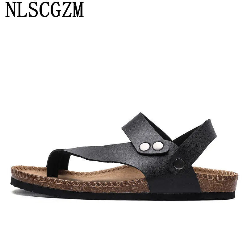 Black Summer Sandals for Man 2024 Leather Sandals Men Luxury Sandals Man White Casual Shoes Men Zapatos De Hombre Sandalias
