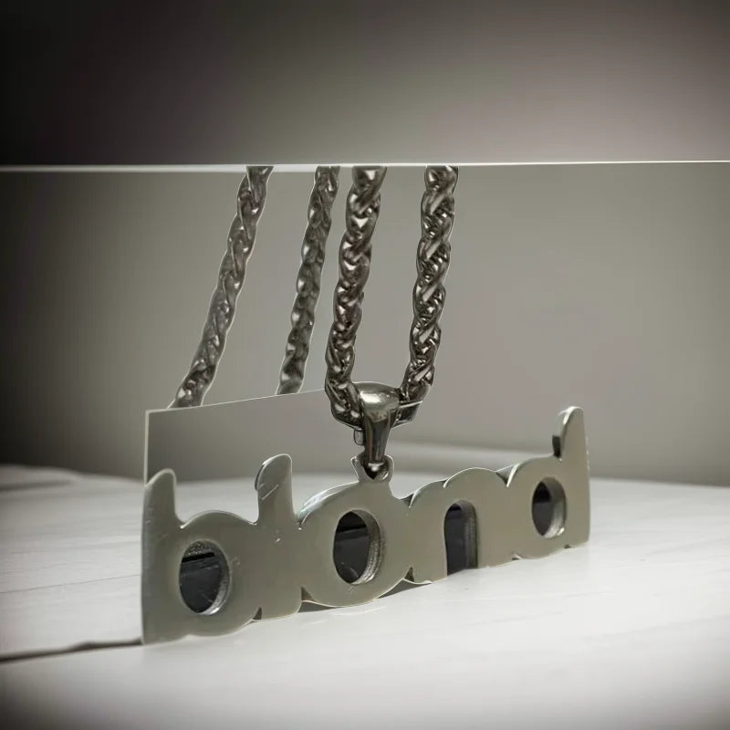 Hip Hop Stainless Steel Letter Necklace Titanium Steel Fashion Men's and Women's Sweater Chain Jewelry Accessories Collection