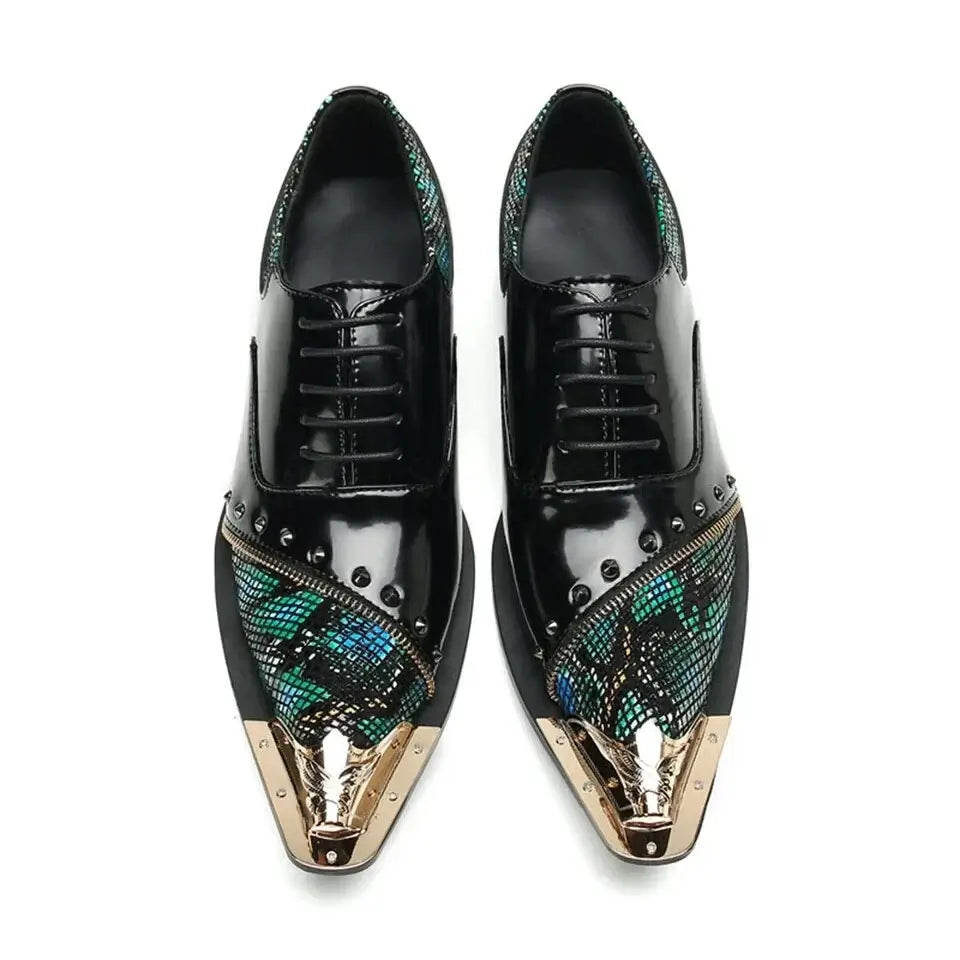Luxusmarke Herrenschuhe Glitzer Gold italienische Hochzeitsschuhe Herren Leder Spitz Zehe Anzugschuhe Übergröße Herrenschuhe