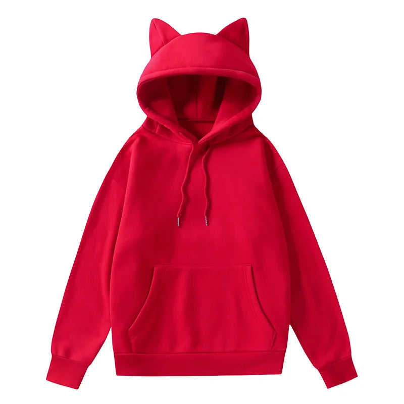 2024 New Winter Men's Hoodie Sweater Pullover South Korea Fashion Men's Cat Ears Cute Japanese Top Personality Sweatshirt Women