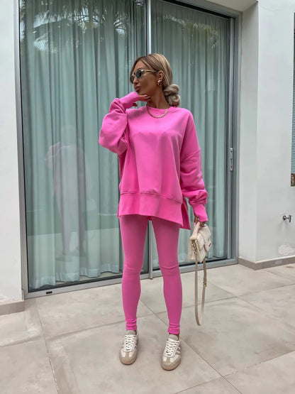 Spring summer  new Shirt  casual loose-fitting sweater tight pants 2 piece suit sets for women 2 pieces trousers sets