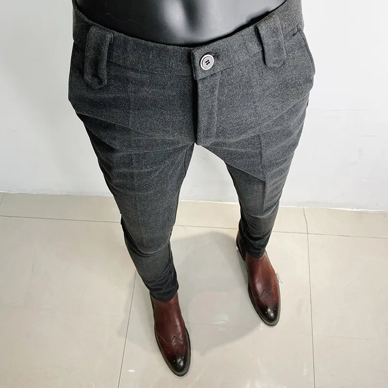 Hot sales Men Pants Slim Fit Men 2023Spring Casual Ankle Length Pants Streetwear Men High Quality Black Gray Dress Suit trousers