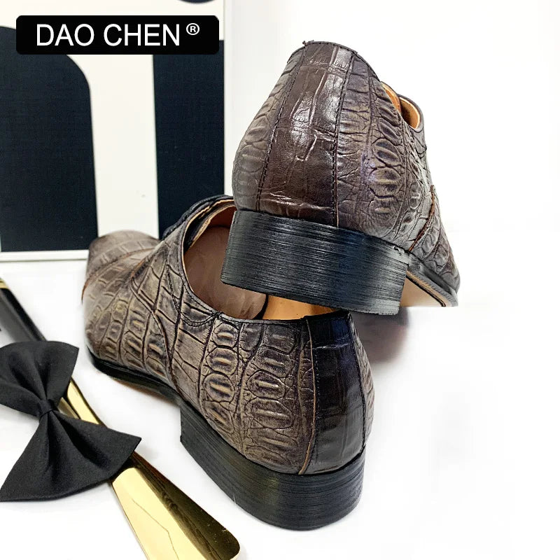 ITALIAN MEN LEATHER SHOES GRAY CROCODILE PRINT CASUAL MEN DRESS SHOES LACE UP CAP TOE WEDDING OFFICE OXFRD SHOES FRO MEN