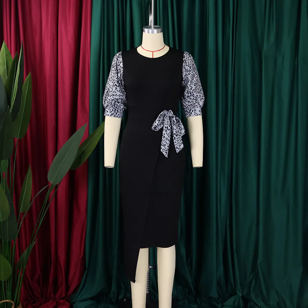 FairyShely 2025 Short Sleeve Patchwork Plus Size Dress Women Large Bodycon Big Dresses Lady Summer Party Tight Curvy Dress