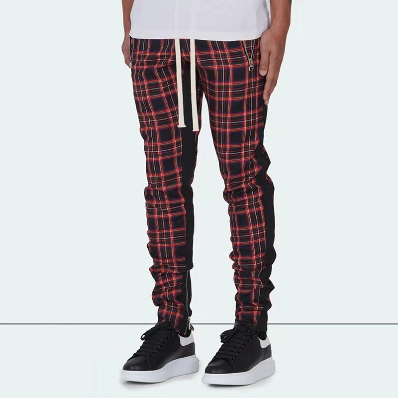 Jogger Pantaloni casual bărbați în carouri Pantaloni slim pentru bărbați Fashion Streetwear Moda bărbați Pantaloni trendy de înaltă calitate