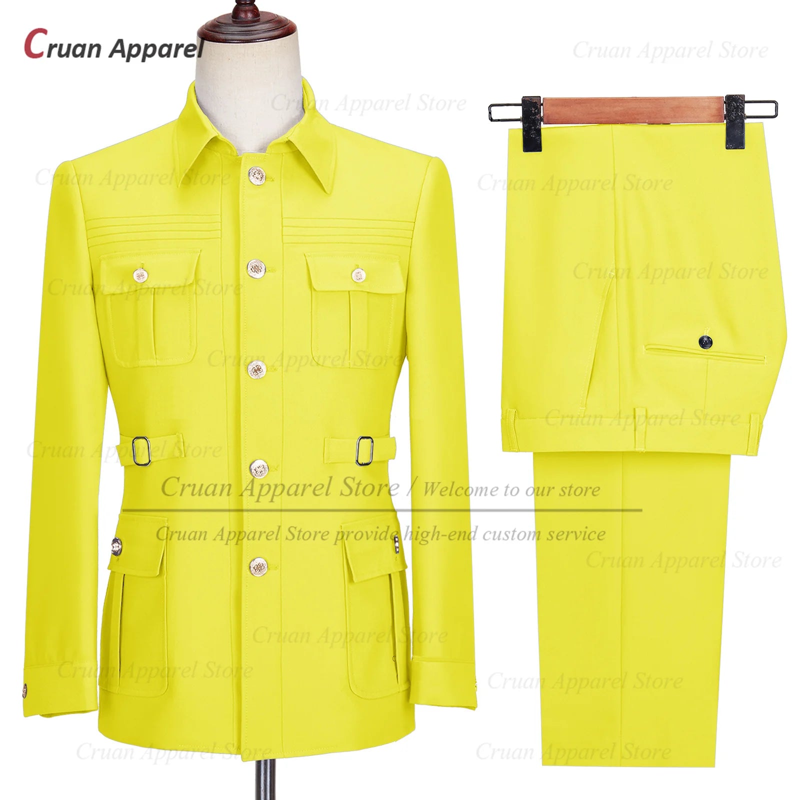 Fashion Men Suit Sets Costumes Formal Chinese Tunic Suit Blazer Pants 2 Pieces Tailor-made Wedding Business Prom Slim Fit Tuxedo