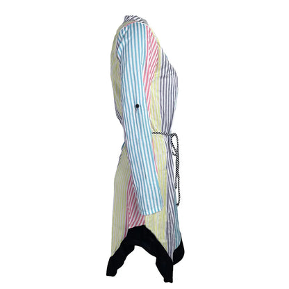 Women's Autumn New Fashion and Elegant Commuter Print V-neck Lace up Long Sleeve Slim Fit Mid length Dress