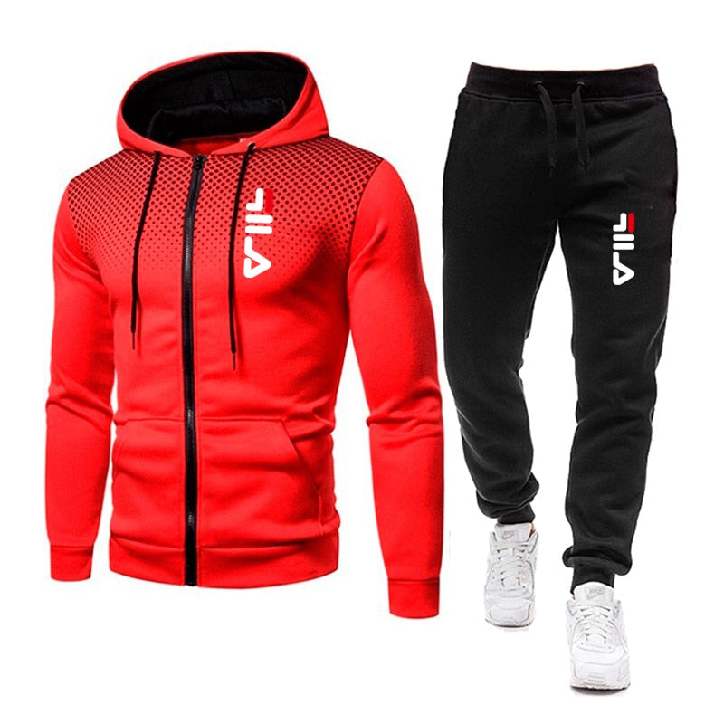 Noua haină pentru bărbați, toamnă/iarnă, cu glugă, cu fermoar, desene animate casual, costum sport cu buline, la modă, în aer liber, fitness, alergare, îmbrăcăminte sport