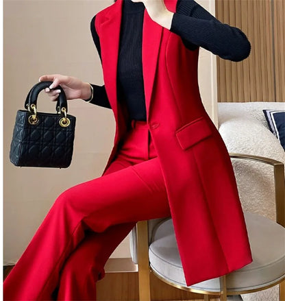 New High-end Female Professional Suit Fashion Elegant Lady Sleeveless Vests Spring Autumn Women's Blazer Vest