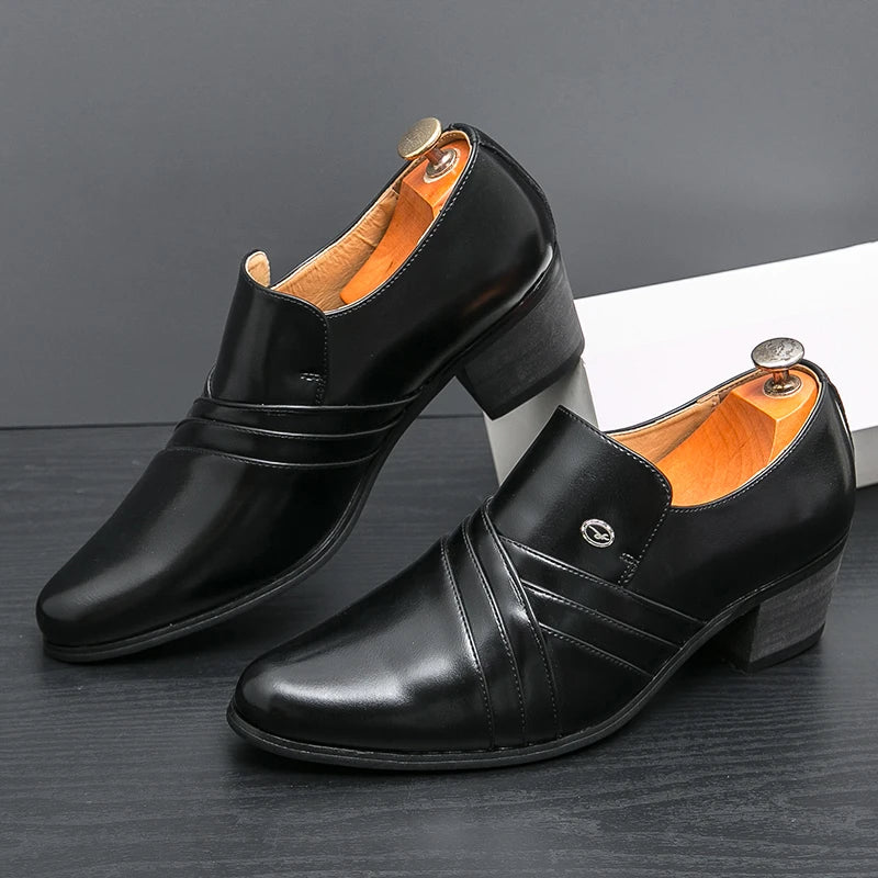 High-End Marke Herren Business Schnürschuhe Leder Erhöhte Höhe Britische Schuhe Herren Spitz zulaufende Zehe Schuhe Hochzeit Stiefel Größe:37-46