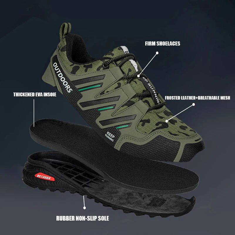 New Men Hiking Shoes Outdoor Waterproof Sports Shoes Comfortable Leather Hiking Training Boots Large Size Tactical Shoe Men