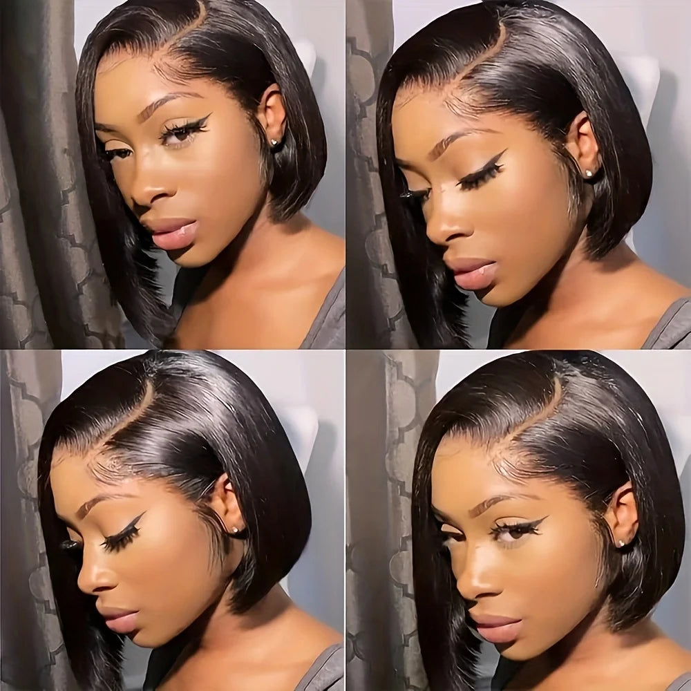 250% Human Hair Wigs Brazilian Remy Bone Straight Short Bob Wig For Women 14 Inch 13x6 Straight Lace Frontal Bob Wig Pre Plucked