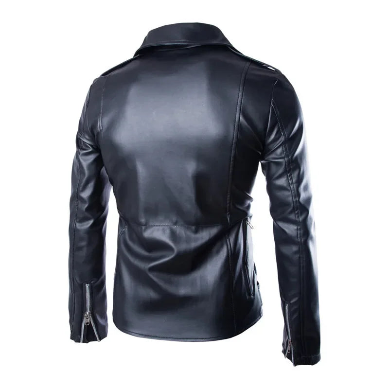 2026 Men's Biker Leather Jacket Large Size Stand Collar Zipper Colorful Jacket Youth Outerwear Casual Loose Fit Winter Coat