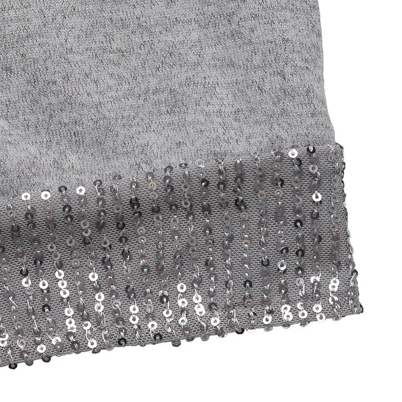 Autumn New Party Dress Sexy Sequin Long Sleeved Patchwork Solid Color Slim Fit Hip Hugging Knitted Frock Dresses 2025 Woman