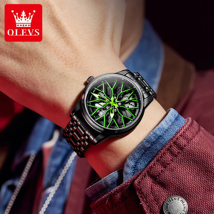 OLEVS Watches Man 3701 New High Quality Original Mens Luck Flywheel Quartz Watch 30M Waterproof Sports Watches For Men Reloj