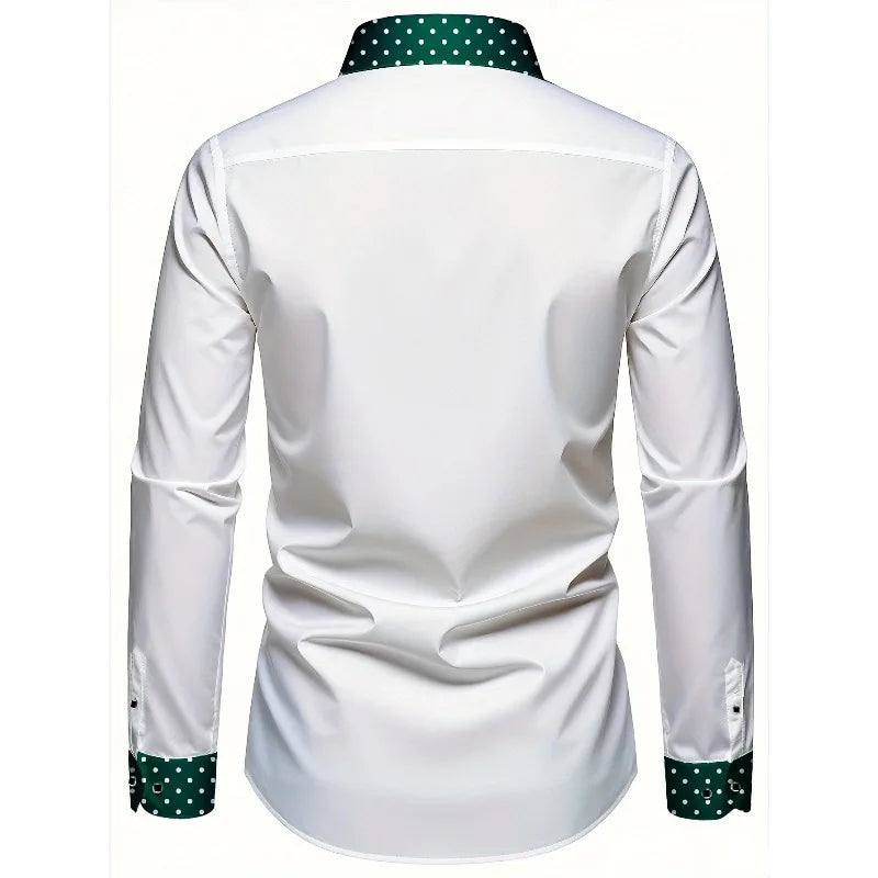 FGKKS Men's Shirt Brand New Arrival Patchwork Four Season Tuxedo Long Sleeve Smart Casual Elastic Male Business Shirts