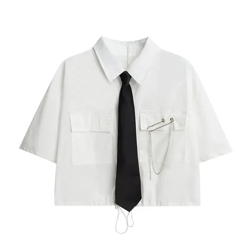 Women's Summer New In Fashion Irregular Dress Matching Set Korean Elegant Short Sleeve Shirt+Strap Skirt Two Piece Suit