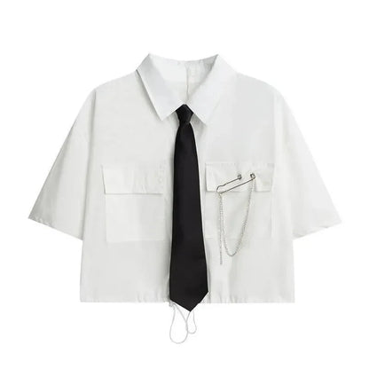 Women's Summer New In Fashion Irregular Dress Matching Set Korean Elegant Short Sleeve Shirt+Strap Skirt Two Piece Suit