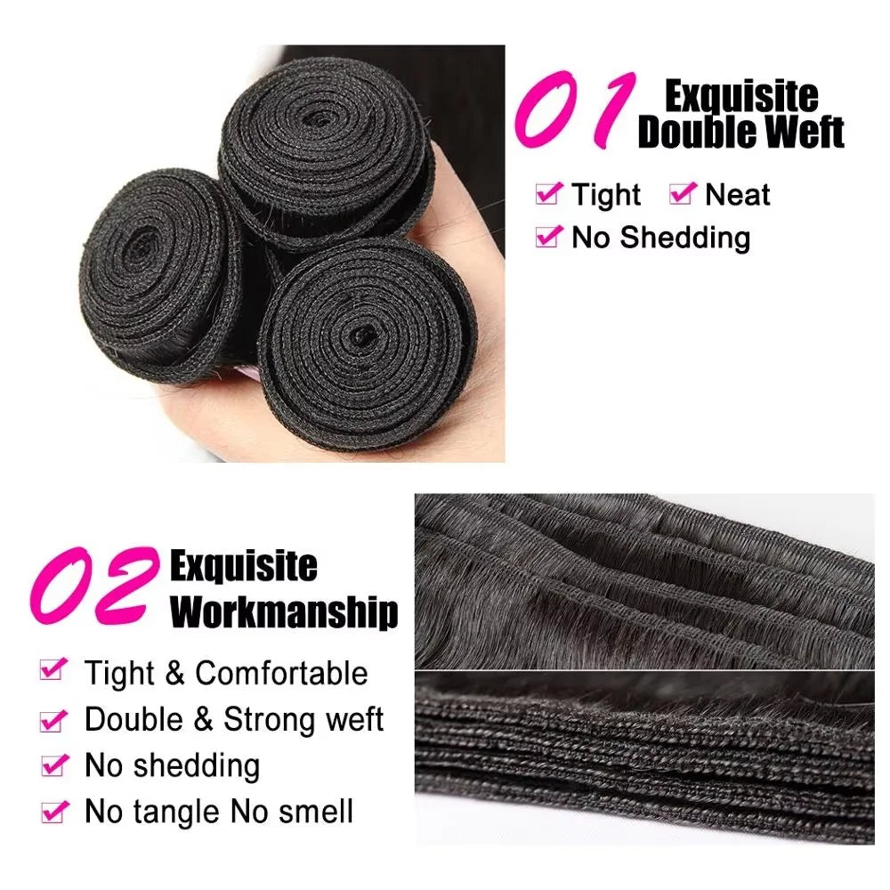 Raw Human Hair Bundles 28 30 inch Brazilian Hair Weave Bundles Body Wave Sew In Remy Hair Extensions 3 4 Bundle Virgin Hair Weft