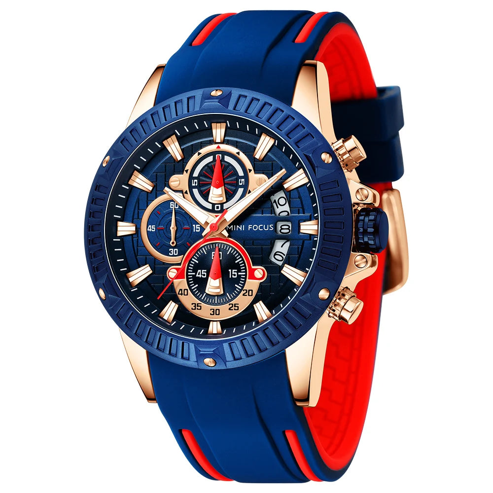 Top Brand MINI FOCUS Watch for Men Waterproof Silicone Strap Quartz Chronograph Male Wristwatches Luminous Relogio Masculino