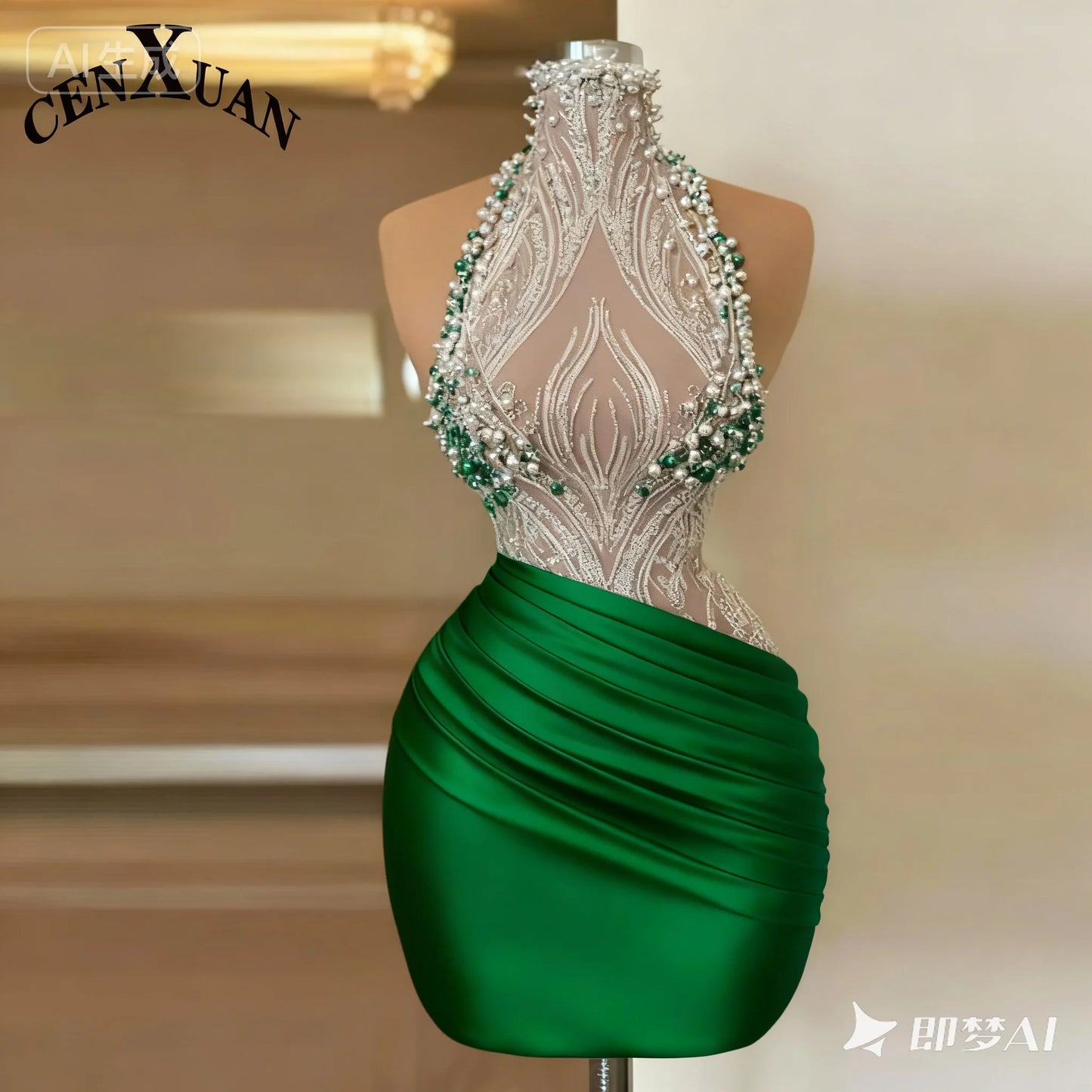 CENXUAN White Mini Prom Dresses Pearl Beaded Strap vestidos de fiesta Elegant Sleeveless Short Customized Evening Dress