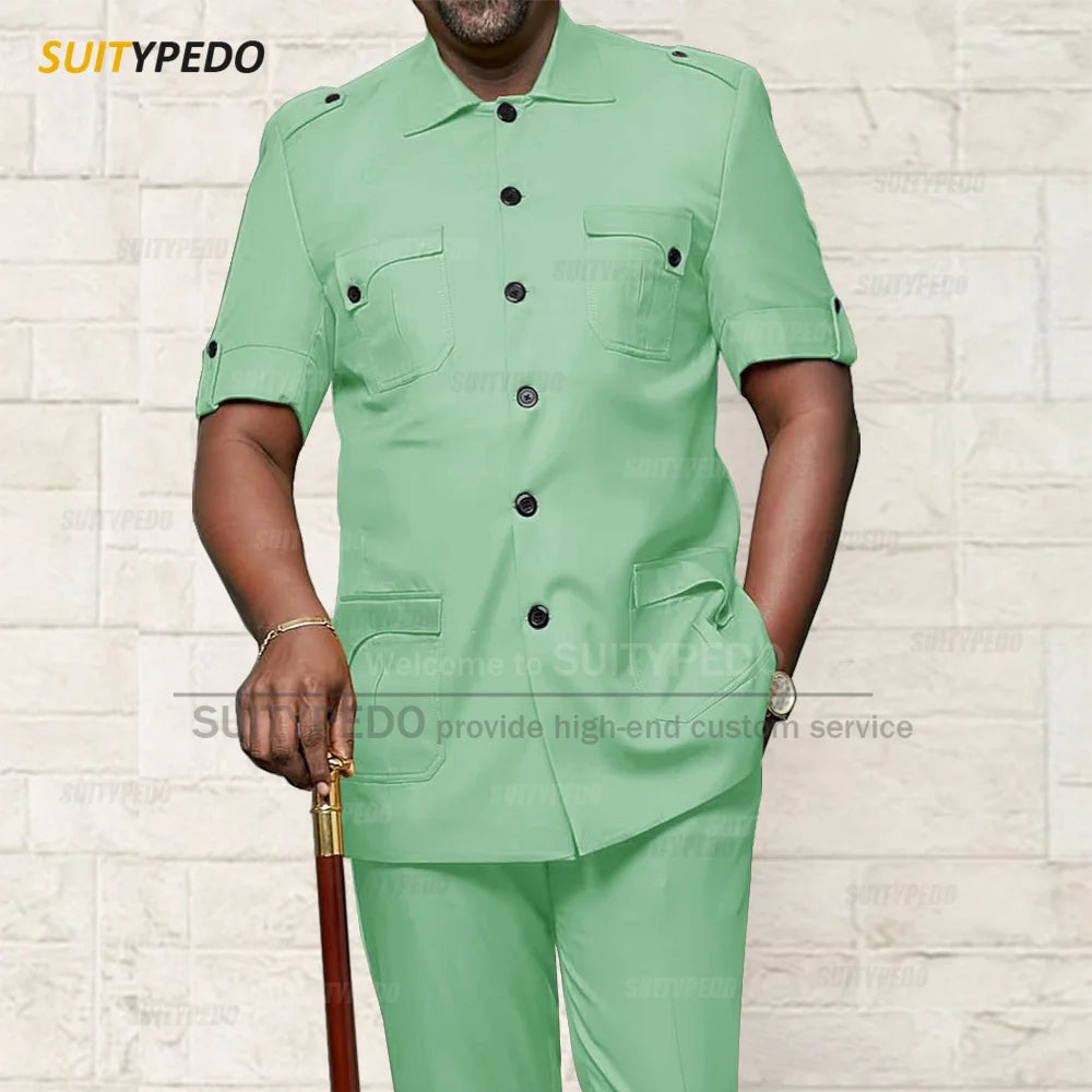 Custom Men Suit Sets For Formal Party Africa Style Male Good Quality Blazer Pants 2 Pieces Business Meeting Slim Fit Costumes