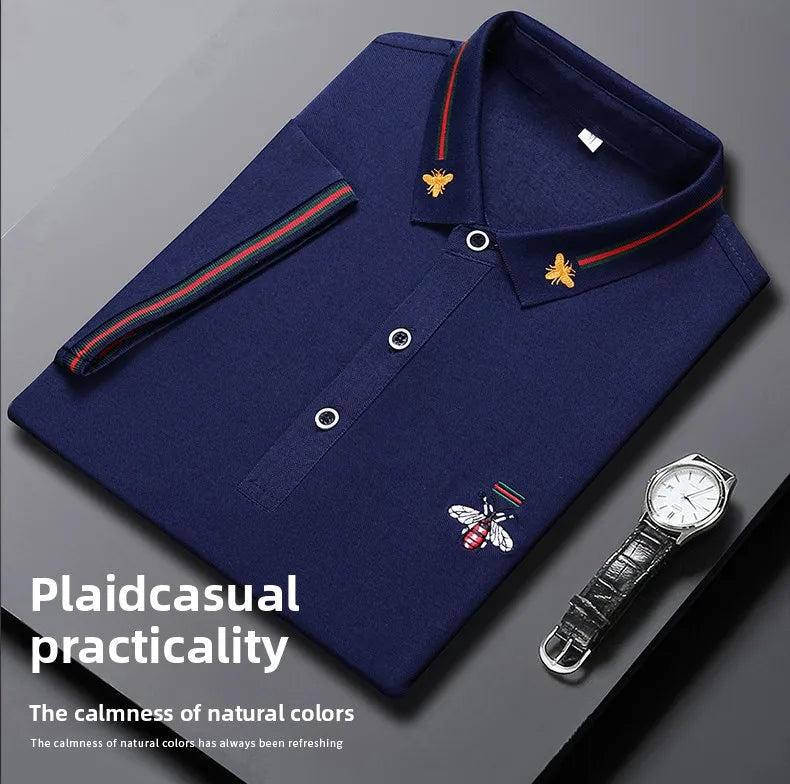 Design Brand Quality Men's Polo Shirt Lapel Bee Embroid Short Sleeved New Summer T-Shirt Business Classic Fashion Trend Menswear