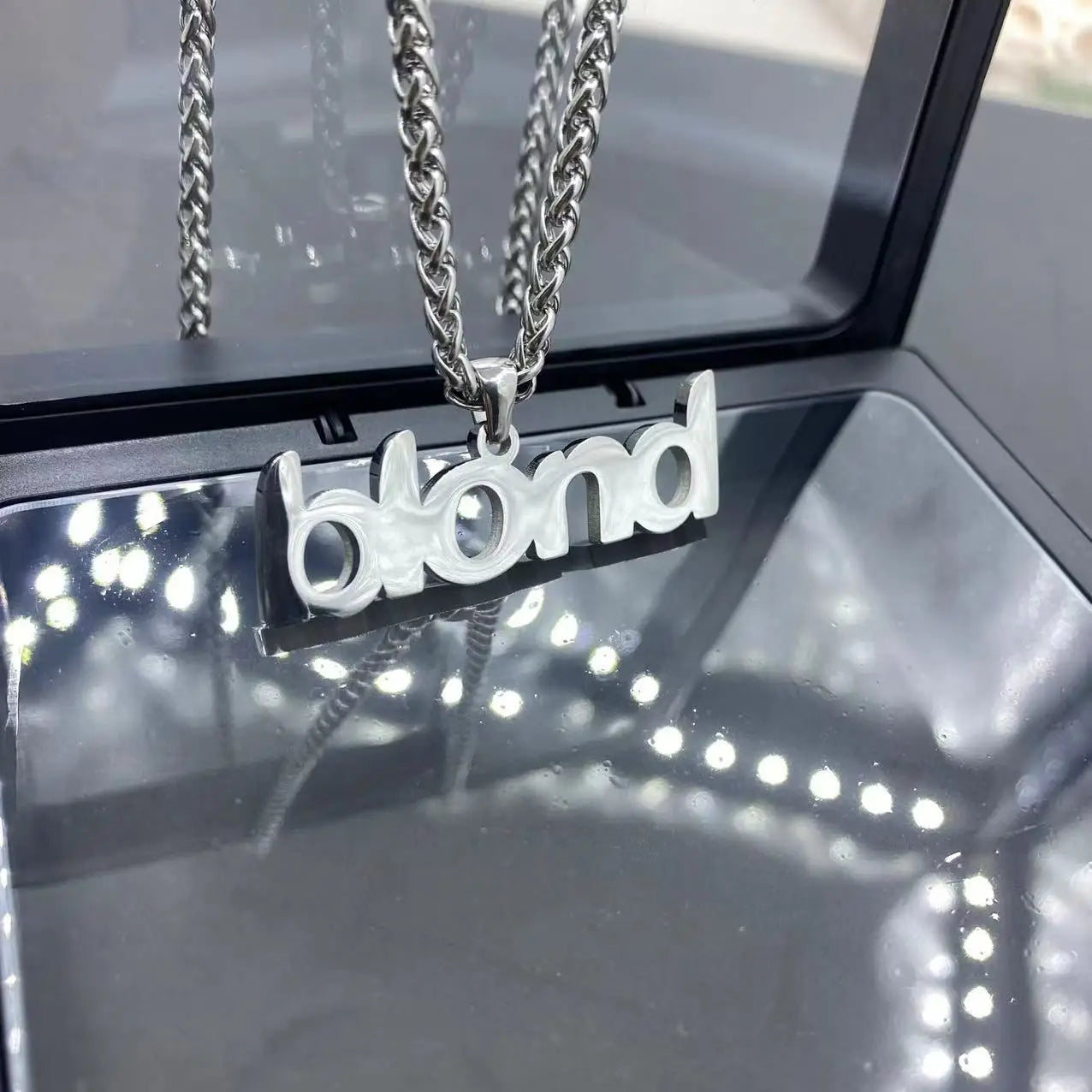 Hip Hop Stainless Steel Letter Necklace Titanium Steel Fashion Men's and Women's Sweater Chain Jewelry Accessories Collection