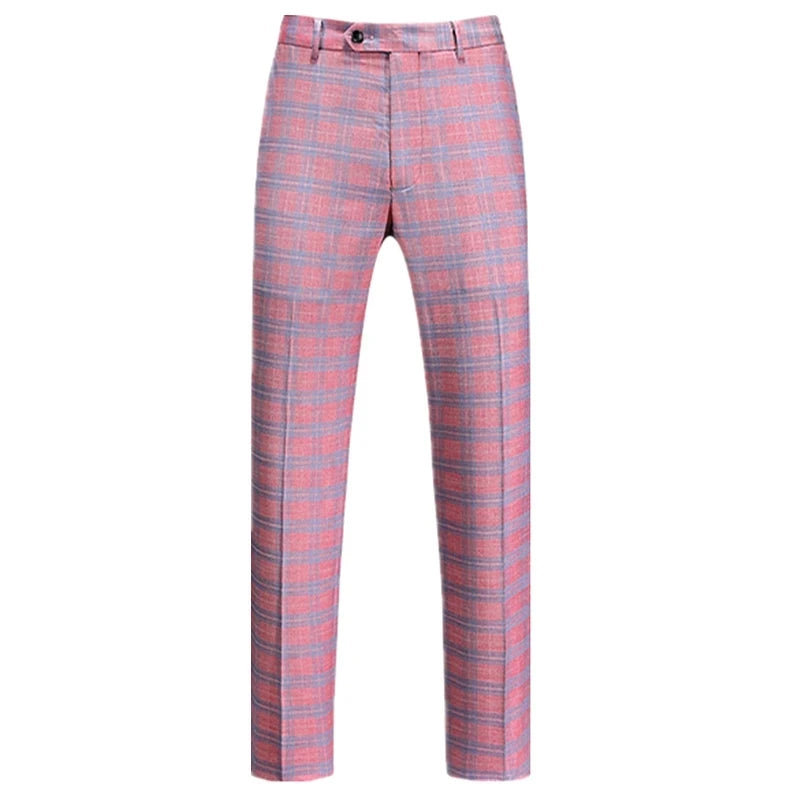 New Autumn Men's Asian Size Slim Fit Suit Pants, Black White Plaid Pant, Red Blue Vertical Striped Trousers. M-5XL 6XL