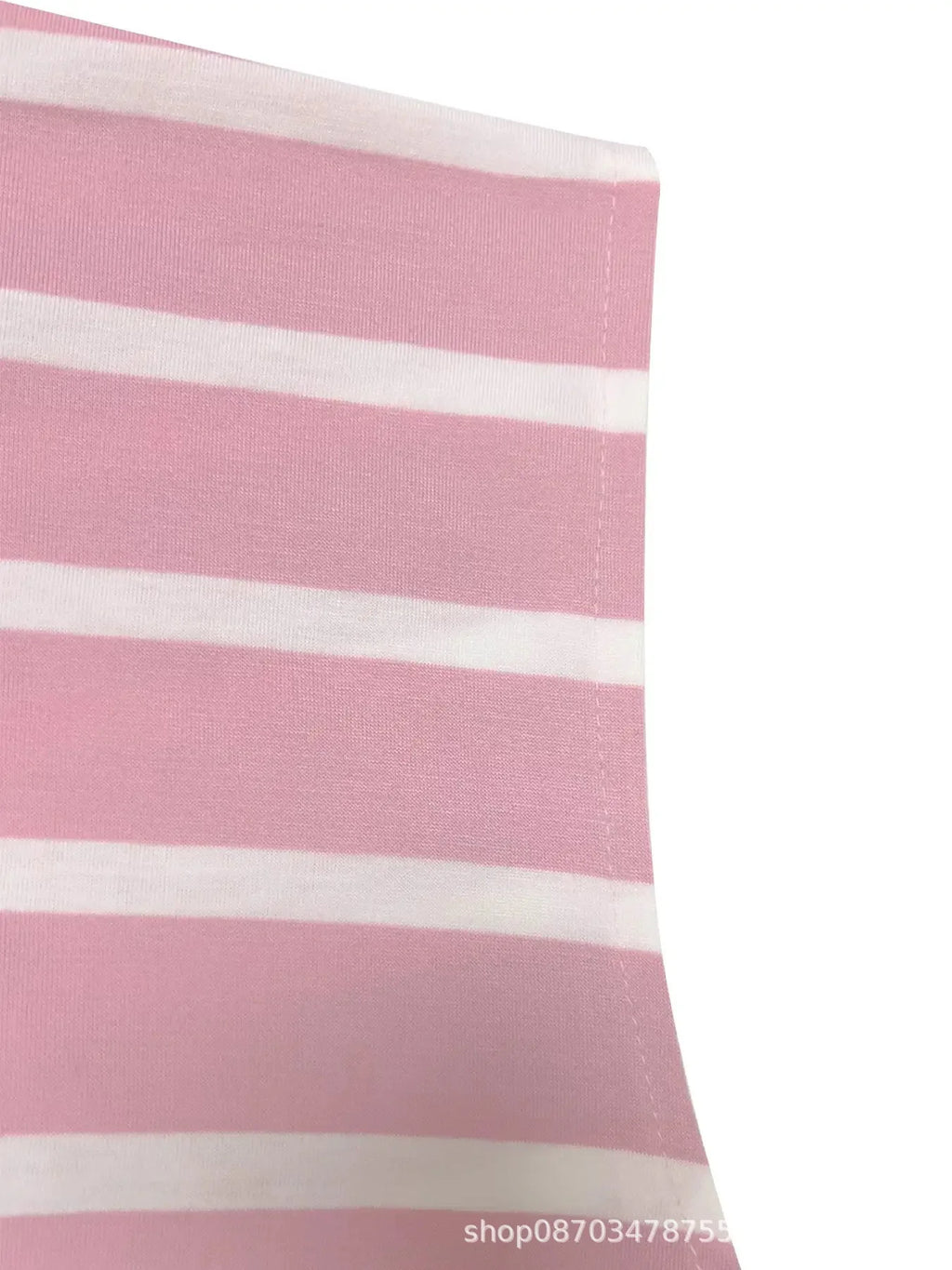 Elegant And Elegant Waist Lace Up Striped Round Neck Short Sleeve Long Dress Summer Party Bodycon Women's Dresses