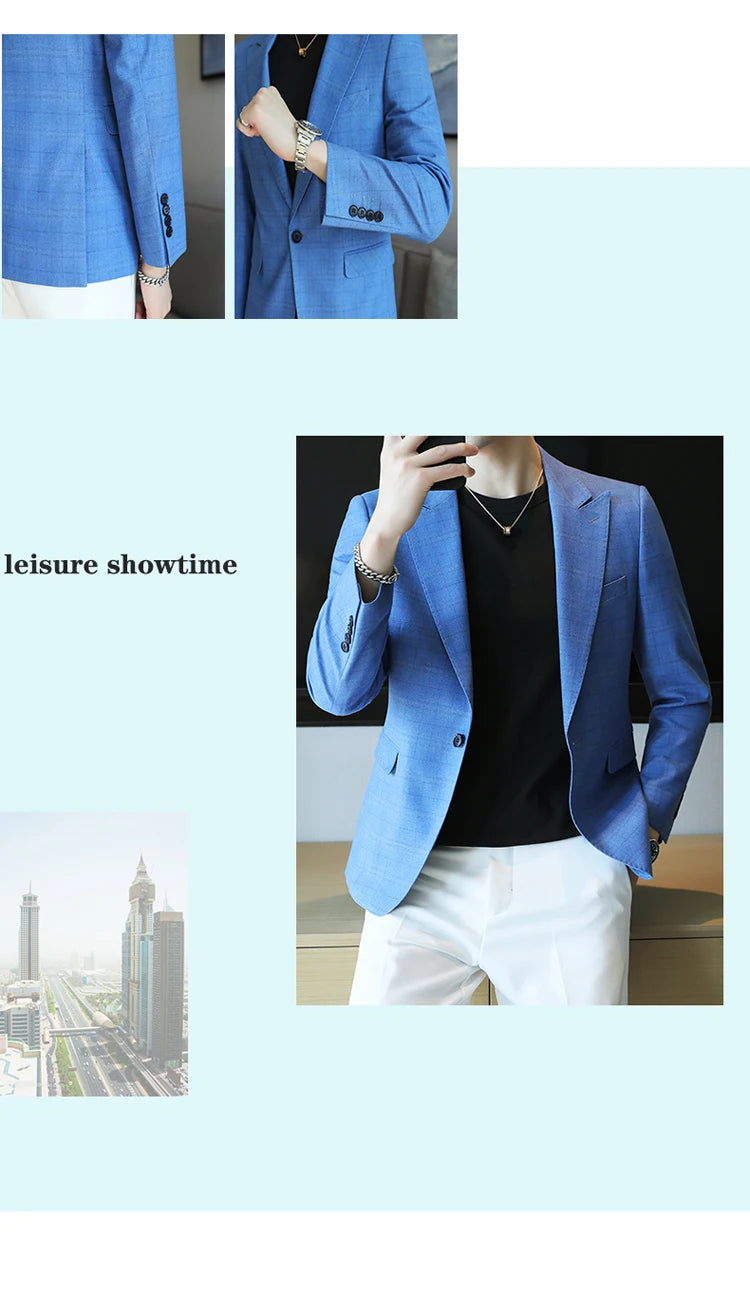 2024 New High-end Men's Two-button Suit Fashion Matching Handsome Casual Dating Slim Suit Single West Coat  Gucci Blazer Men