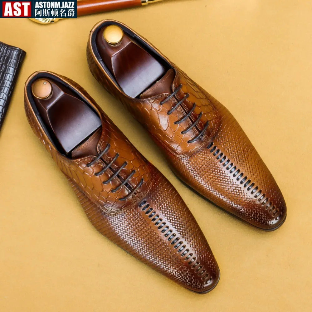 Men's Real Cow Leather Wholecut Oxfords Pointed Toe Classic Dress Shoes Brand Soft Handmade Office Business Formal Shoes for Men