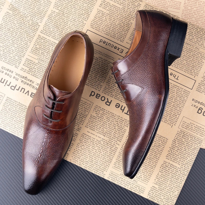 Luxury Men Oxford Shoes Footwear High Quality Classic Style Dress Leather Shoes Coffee Black Lace Up Pointed Toe Formal Shoe Men