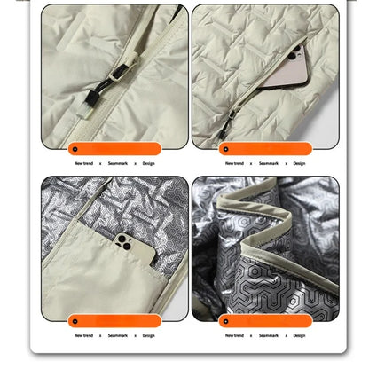 Winter White Down Jacket Men Graphene Self-heating Windproof Pleated Hooded Puffer Jackets Casual Warm Down Coats Male Clothing