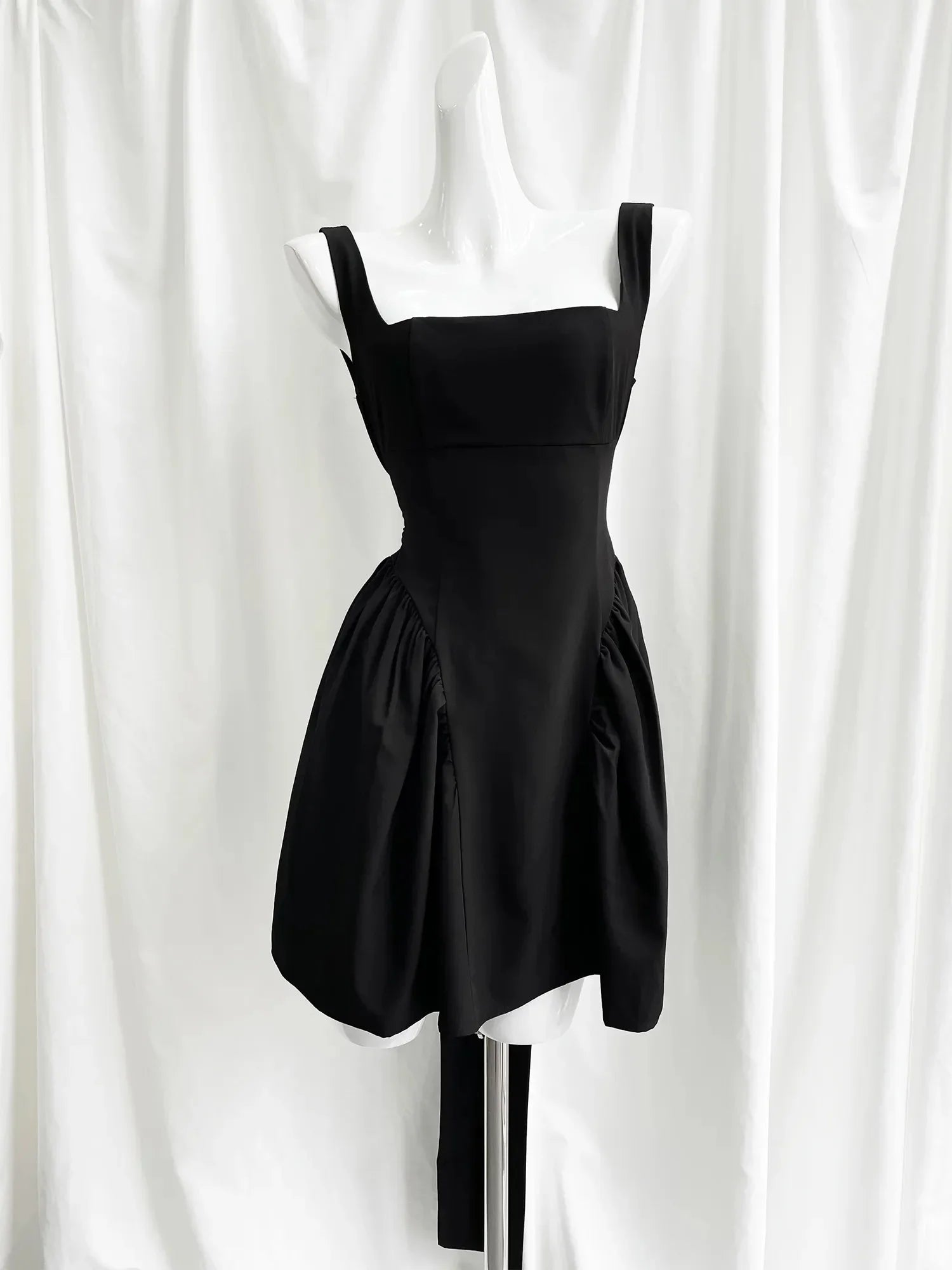 Suninheart Summer Sexy Square Collar Backless Party Dresses Mini White Drape A Line Night Date Dress Big Bow Women New In Dress