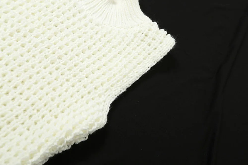 FAGADOER Fashion Tassels Hollow Out Splicing Mini Dresses 2024 Women Round Neck Sleeveless Slim Vestidos Elegant Lady Clothing