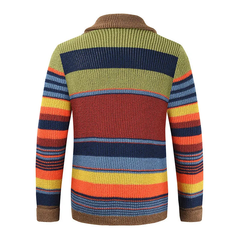 2023 Spring Fashion Men's V-Neck Collar Cardigan Sweater Slim Fit Cable Knit Patchwork Merino Woolen Long Sleeve Casual Male