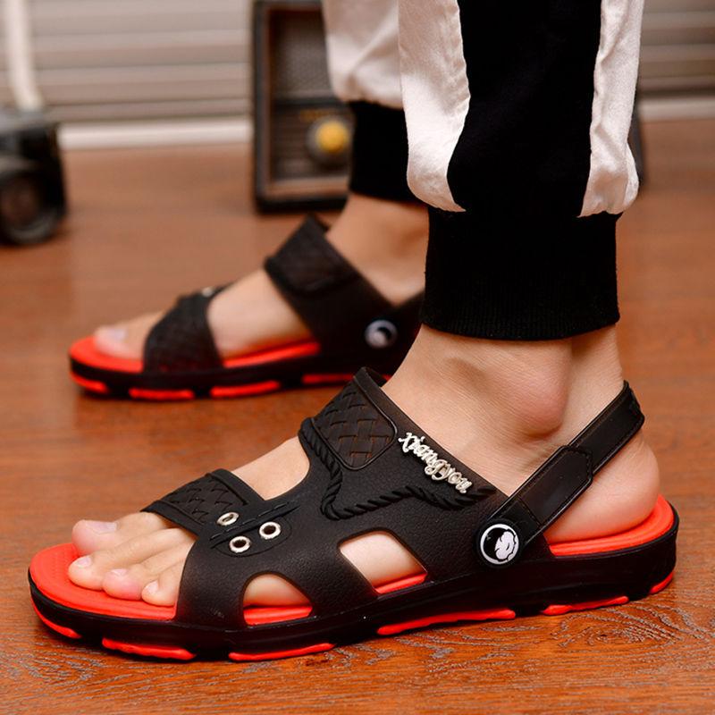 Pofulove Men Slippers Summer Sandals Outdoor Beach Casual Shoes Zapatos De Hombre Indoor Durable Anti Slip Peep Toe New