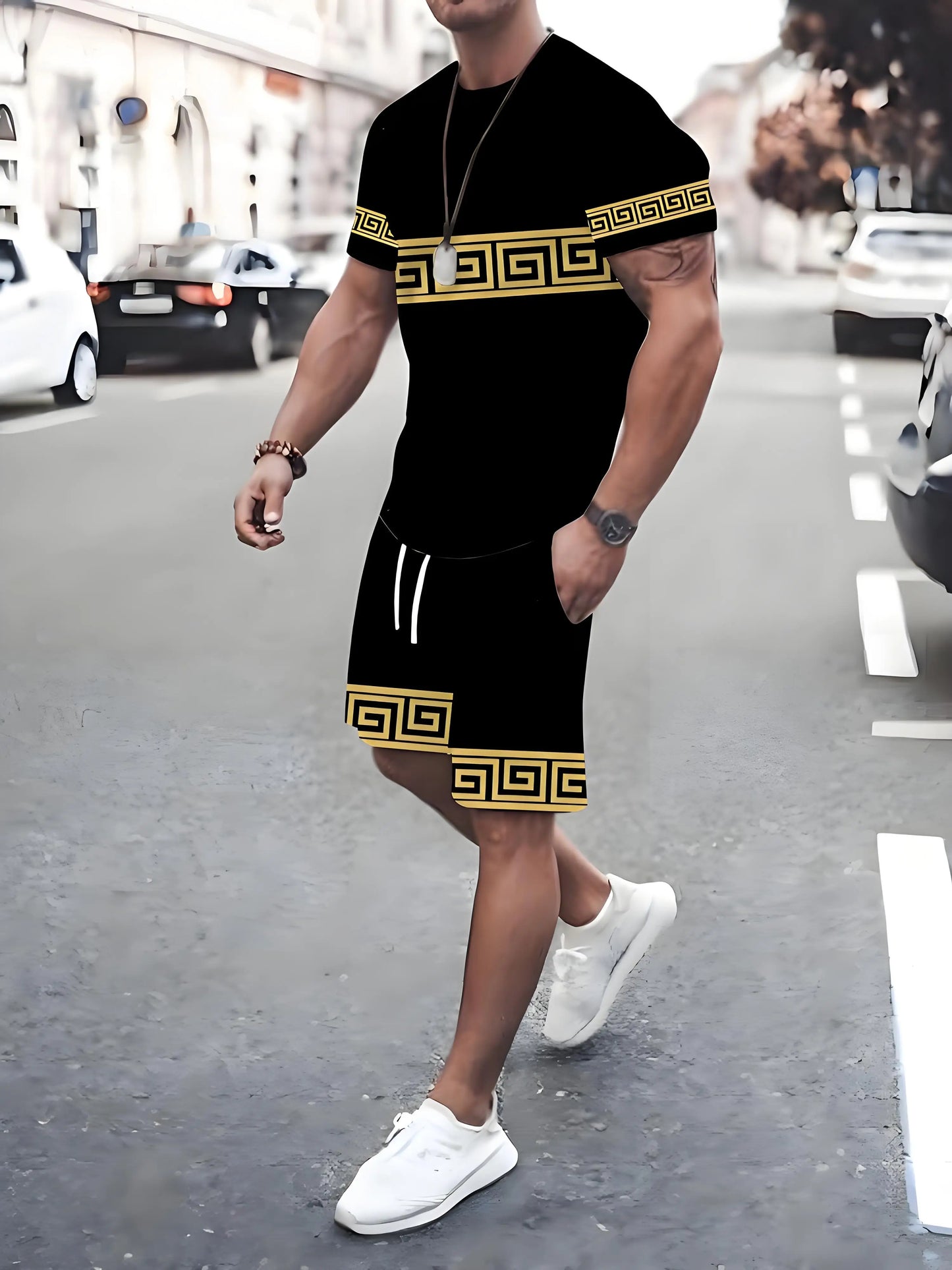 Neue Übergrößen Herren T-Shirt und Shorts Set Sommer Lässig Alltag Herren Kurzarm Oberteil Urban Street Herren Mode T-Shirt Shorts