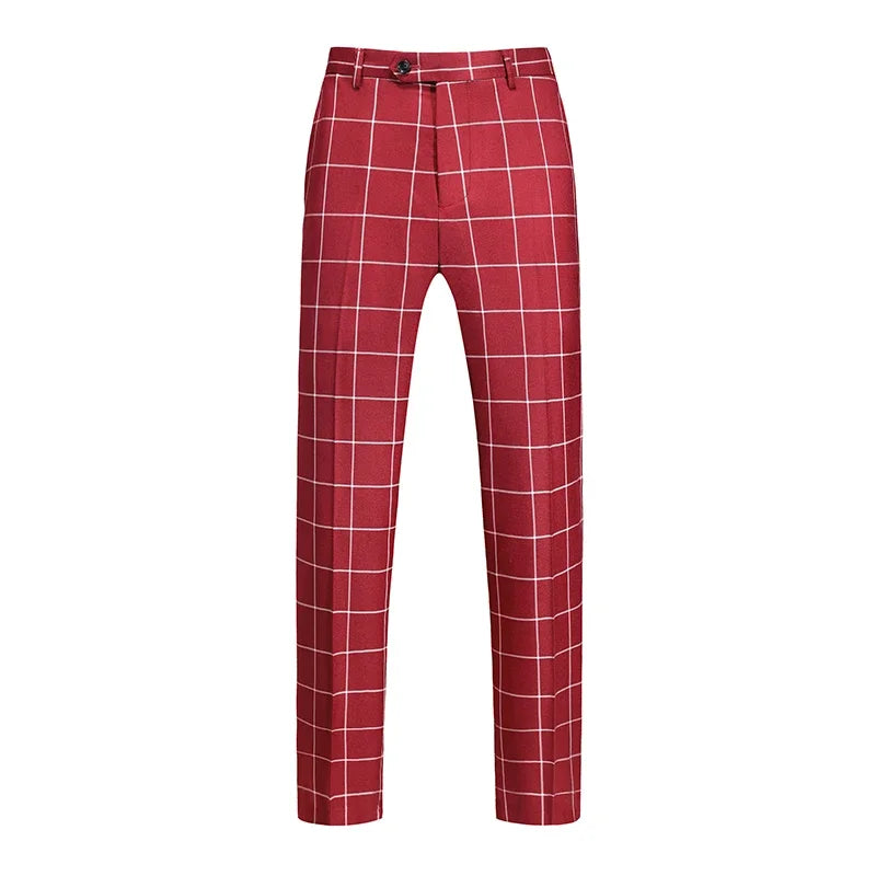 New Autumn Men's Asian Size Slim Fit Suit Pants, Black White Plaid Pant, Red Blue Vertical Striped Trousers. M-5XL 6XL