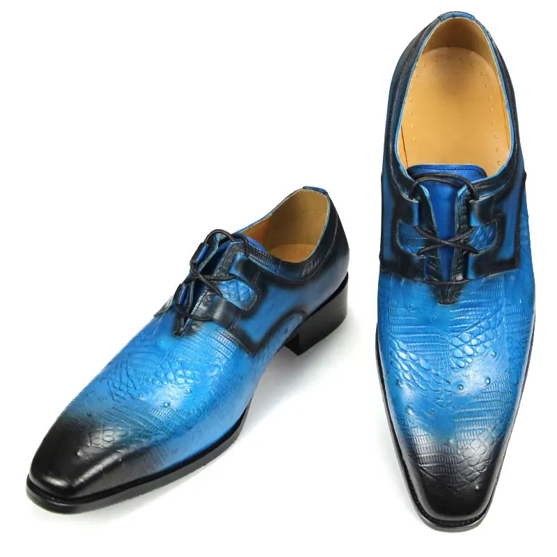 High Quality New Blue Black Luxury Derby for Men Formal Fashion Business Designer Style Social Natural Casual Shoe Leather