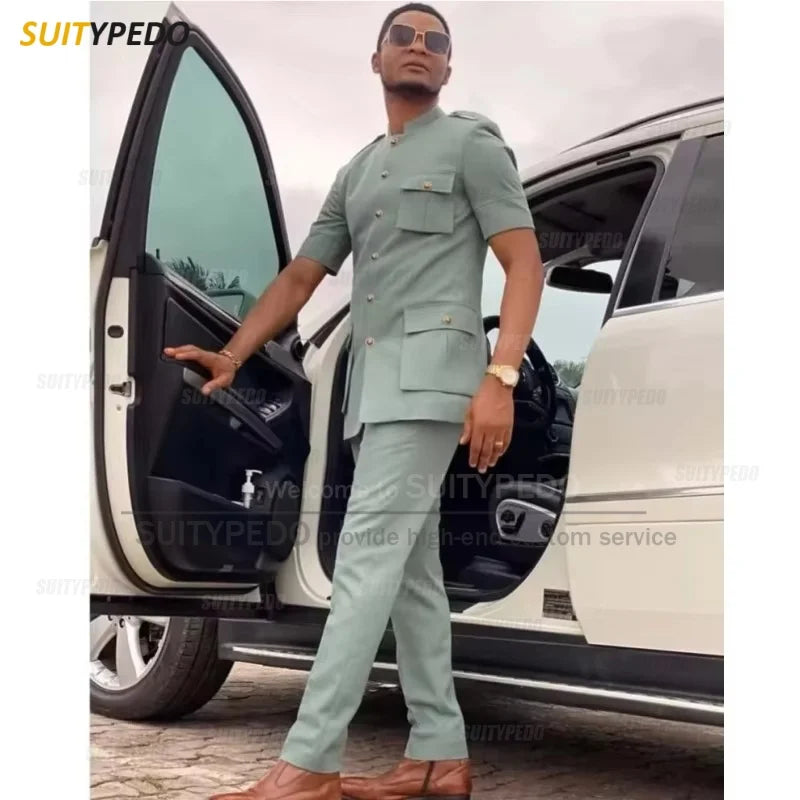 Fashion Suit Sets For Men Business Casual Single Breasted Tailor-made Daily Slim Fit Blazer And Pants 2 Pieces Male Texudos