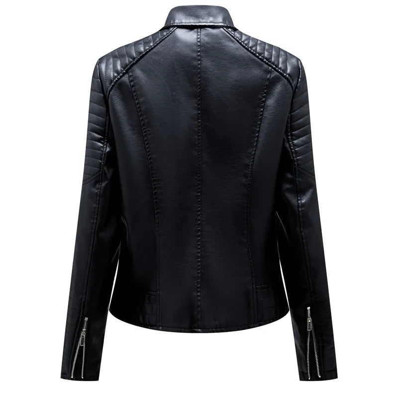 2026 New Fashion Women Faux Leather Jacket, Spring Autumn Zipper Casual Pu Coat, Female Biker Outerwear Ladies Clothes S-XXXL