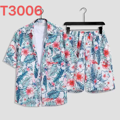Comfortable flower grass leaf coconut tree 3D Print shirt +Shorts Two Piece Set Short Sleeve Flip collar shirts half pants