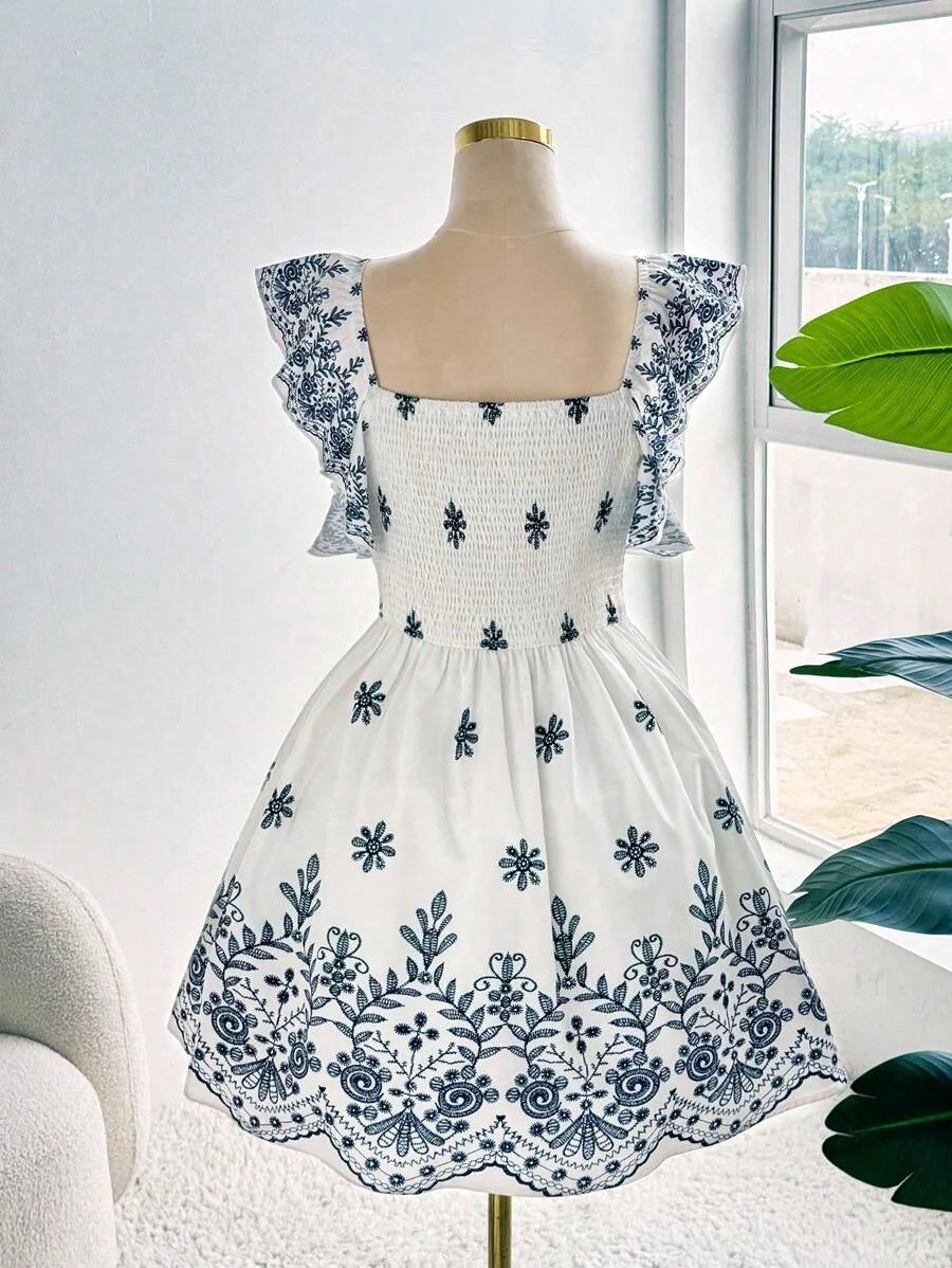 Große Größen Elegantes Kleid Modischer Ethno-Druck Raffinierte Handwerkskunst Stilvolles und Anspruchsvolles Drapiertes Design