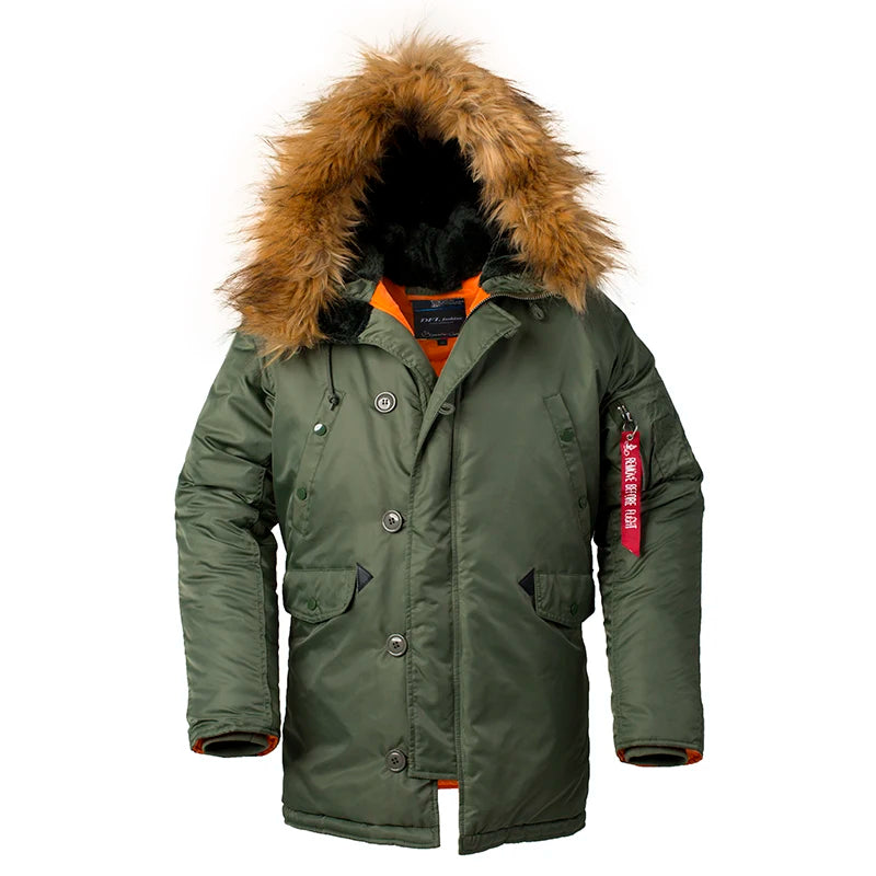 Winter N3B usaf waterproof puffer long coat military fur hood warm tactical bomber army thick us air force parka for men