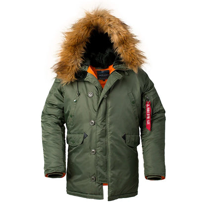 Winter N3B usaf waterproof puffer long coat military fur hood warm tactical bomber army thick us air force parka for men
