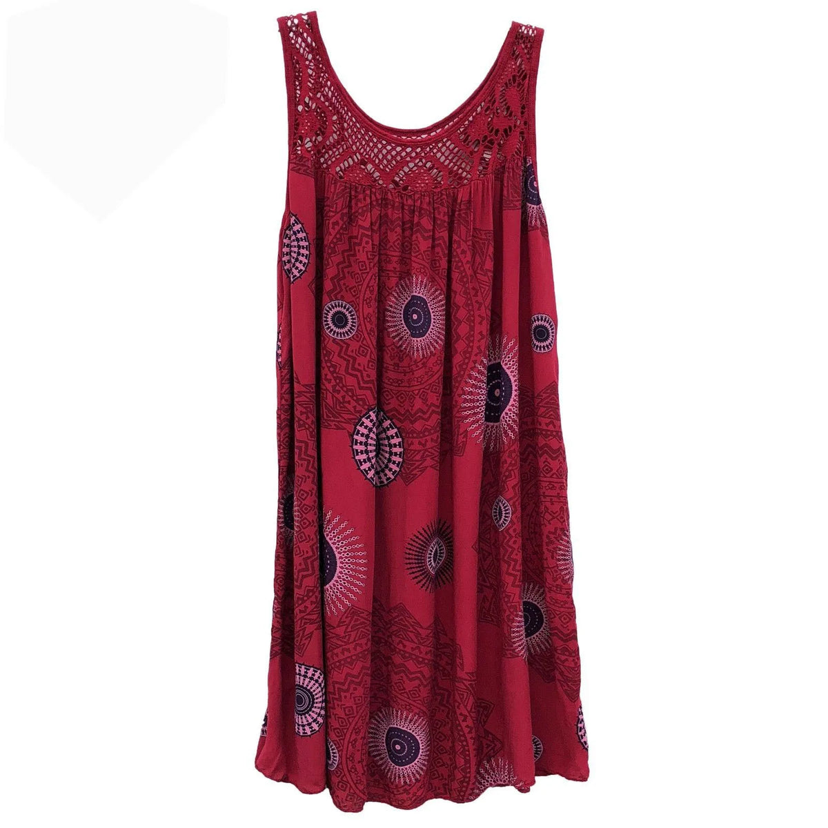 Damenbekleidung Sommer ärmelloses Trägerkleid Spitzenmuster ärmellos großer Schwung lockeres sexy Kleid langer Rock Übergröße